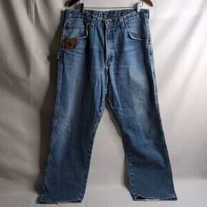 Riggs Workwear by Wrangler Blue Denim Jeans w/ Tool Loop, Size 36W/32L